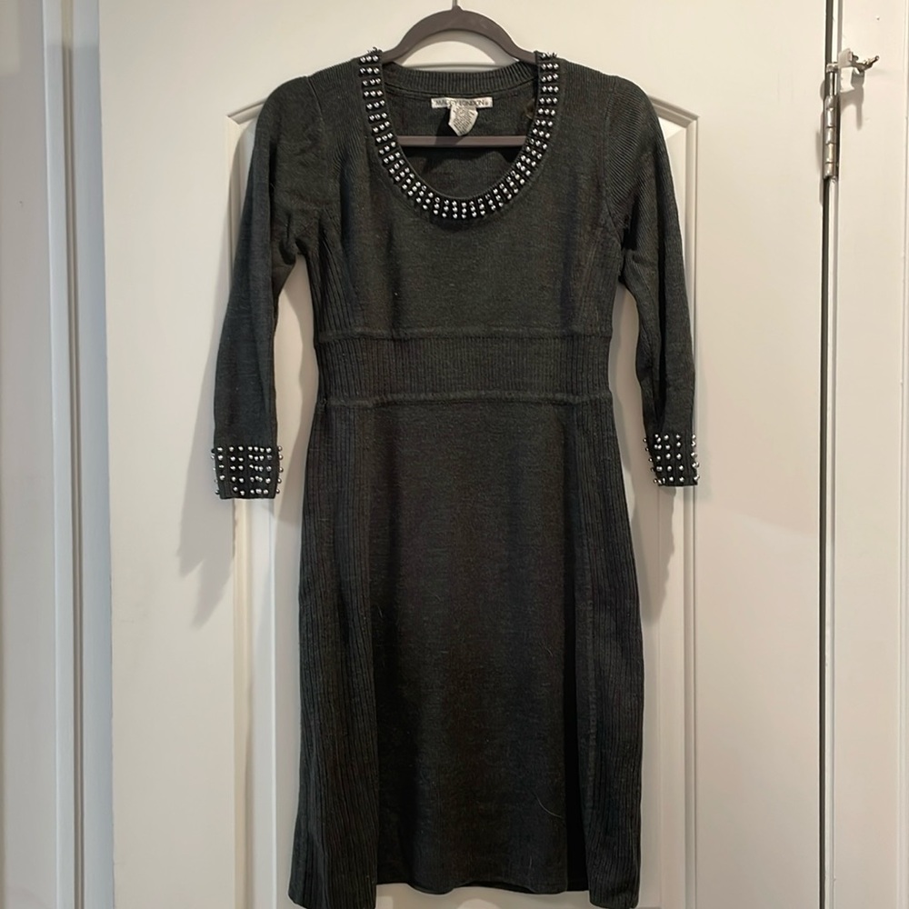 Maggie London medium gray sweater dress.